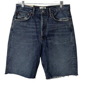 Agolde 90s Mid-Rise Loose Short Precision Blue Denim Cutoff Womens Size 28 NEW